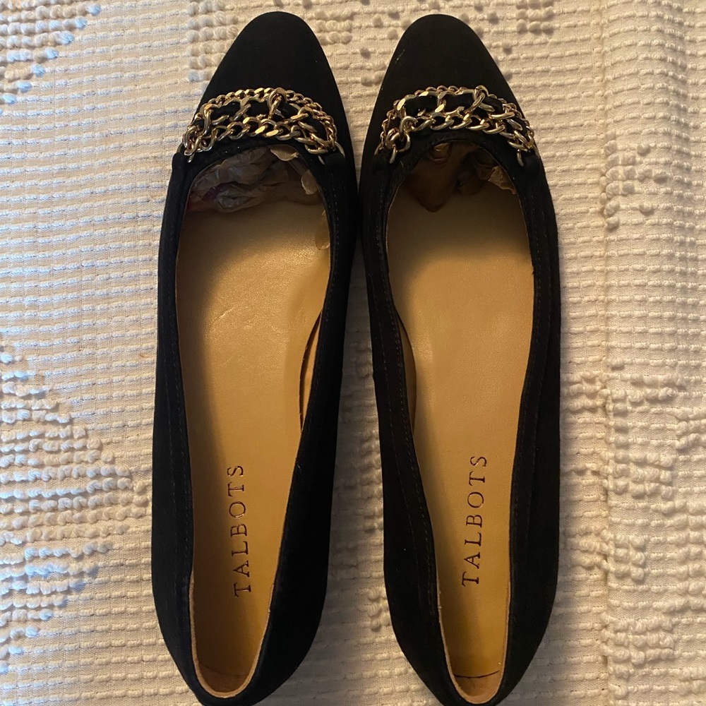 Talbots NWOB black suede flats - women’s 7